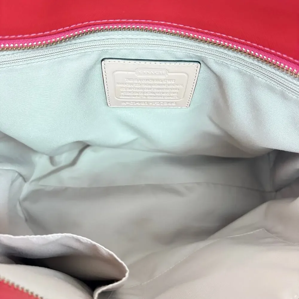 Authenticated Coach Red Peyton Leather Tote purse